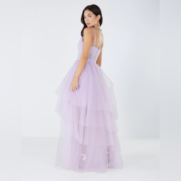 NWT BCBGMAXAZRIA Katherine Tulle Evening Gown ORCHID - Picture 2 of 6